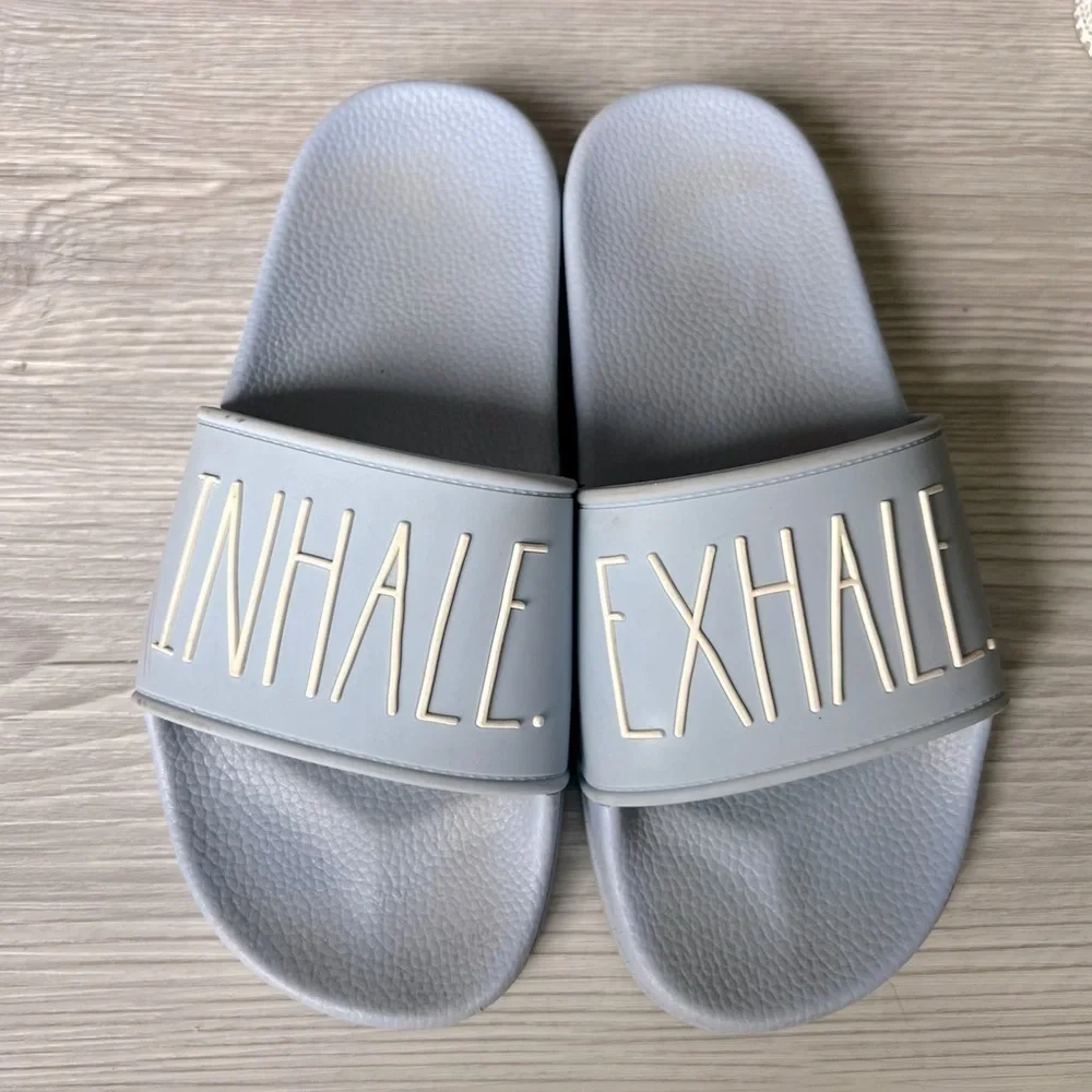 RAE DUNN inhale exhale slide sandals size 7